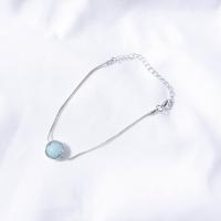 aleación de zinc Pulsera, con Ágata, chapado en color de plata, diferentes materiales para la opción & cadena de la serpiente & para mujer, longitud:aproximado 6 Inch, Vendido por Sarta