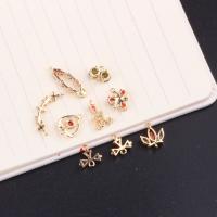 Pendentifs en laiton zircon cubique (CZ), Plaqué d'or 18K, styles différents pour le choix & pour femme & avec zircone cubique Environ 0.5mm Vendu par lot