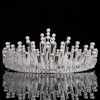 Bridal Tiaras, Zinc Alloy, with ABS Plastic Pearl & Crystal, silver color plated, for bridal & faceted & with rhinestone, lead & cadmium free 