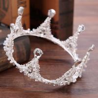 Bridal Tiaras, Zinc Alloy, with ABS Plastic Pearl & Crystal, silver color plated, for bridal & faceted & with rhinestone, lead & cadmium free 