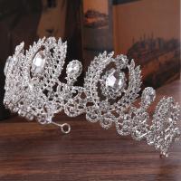 Bridal Tiaras, Zinc Alloy, with Crystal, silver color plated, for bridal & faceted & with rhinestone, lead & cadmium free 