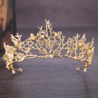 Bridal Tiaras, Zinc Alloy, gold color plated, for bridal & with rhinestone, lead & cadmium free 