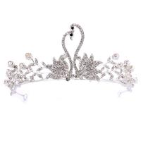 Bridal Tiaras, Zinc Alloy, with ABS Plastic Pearl, silver color plated, for bridal & with rhinestone, lead & cadmium free 