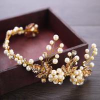 Bridal Tiaras, Zinc Alloy, with ABS Plastic Pearl, gold color plated, for bridal & with rhinestone, lead & cadmium free 