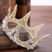 Bridal Tiaras, Zinc Alloy, gold color plated, for bridal & with rhinestone, lead & cadmium free 