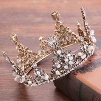 Bridal Tiaras, Zinc Alloy, with Crystal, antique gold color plated, for bridal & faceted & with rhinestone, lead & cadmium free 