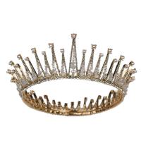 Bridal Tiaras, Zinc Alloy, with ABS Plastic Pearl & Crystal, gold color plated, for bridal & faceted & with rhinestone, lead & cadmium free 