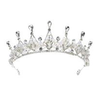 Bridal Tiaras, Zinc Alloy, with Crystal, silver color plated, for bridal & faceted & with rhinestone, lead & cadmium free 