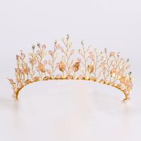 Bridal Tiaras, Zinc Alloy, with ABS Plastic Pearl & Crystal, gold color plated, for bridal & faceted & with rhinestone, lead & cadmium free 