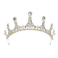 Braut Diademe, Zinklegierung, mit ABS-Kunststoff-Perlen, silberfarben plattiert, für Braut & mit Strass, frei von Blei & Kadmium, 280x65mm, verkauft von PC