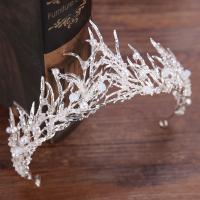 Braut Diademe, Zinklegierung, mit ABS-Kunststoff-Perlen & Kristall, silberfarben plattiert, für Braut & facettierte & mit Strass, frei von Blei & Kadmium, 65x290mm, verkauft von PC