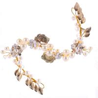 Nuptiale Fleurs cheveux, alliage de zinc, avec Plastique ABS perle & cristal, Placage de couleur d'or, pour mariée & facettes & avec strass, sans plomb et cadmium Vendu par PC