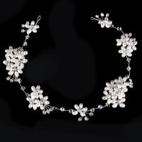 Zinc Alloy Headband, with ABS Plastic Pearl & Crystal, silver color plated, for bridal & faceted & with rhinestone, lead & cadmium free 