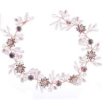 Zinc Alloy Headband, with ABS Plastic Pearl & Crystal, rose gold color plated, for bridal & faceted & with rhinestone, lead & cadmium free 