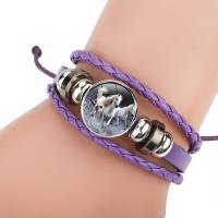 PU Leder Armband, mit Papier & Glas & Zinklegierung, mit Verlängerungskettchen von 3.1inch, silberfarben plattiert, unterschiedliche Farbe und Muster für die Wahl & Zeit Edelstein Schmuck & unisex, 18mm, Länge:ca. 7 ZollInch, verkauft von Strang