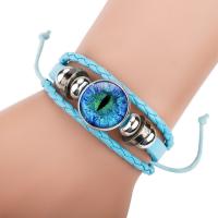 Cuero de PU Pulsera, con Papel & Vidrio & aleación de zinc, con 3.1inch extender cadena, chapado en color de plata, joyas joya tiempo & unisexo, más colores para la opción, 18mm, longitud:aproximado 7 Inch, Vendido por Sarta