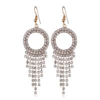 Brass Tassel Earring, Round, plated, for woman & with rhinestone nickel, lead & cadmium free 