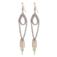 Brass Tassel Earring, plated, for woman & with rhinestone, nickel, lead & cadmium free 