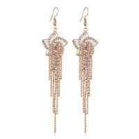 Brass Tassel Earring, Flower, plated, for woman & with rhinestone, nickel, lead & cadmium free 