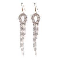 Brass Tassel Earring, plated, for woman & with rhinestone, nickel, lead & cadmium free 