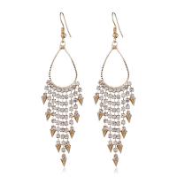 Brass Tassel Earring, Teardrop, plated, for woman & with rhinestone, nickel, lead & cadmium free 