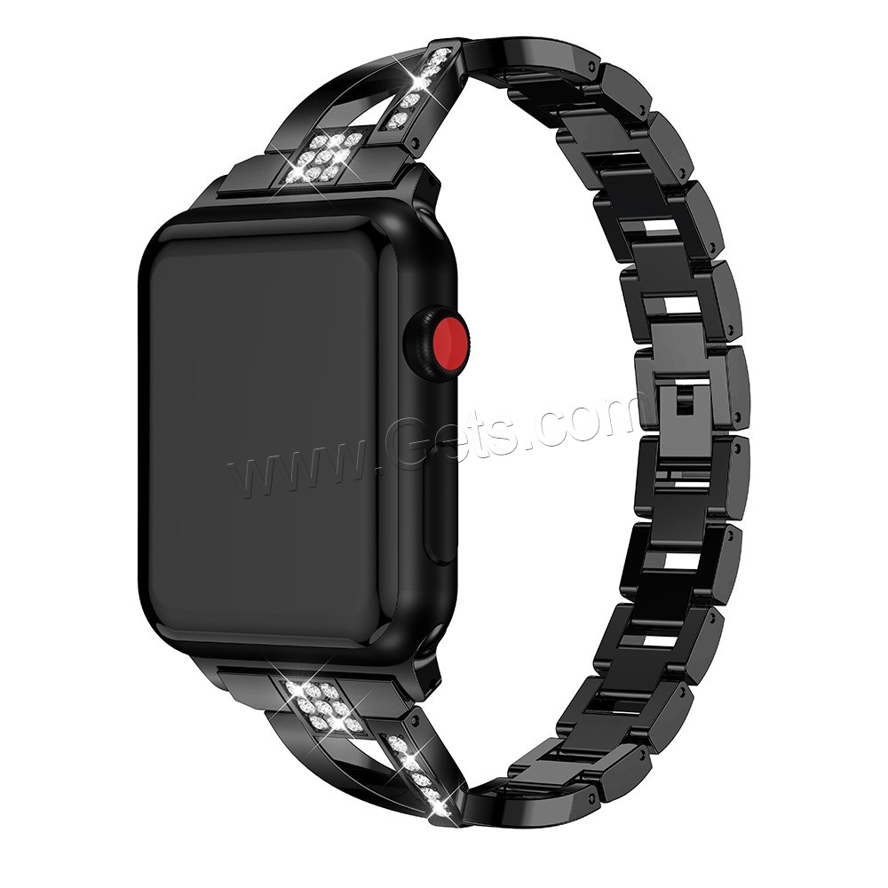 acier inoxydable bracelet de montre, Placage, pour Apple Watch & normes différentes pour le choix & avec strass, plus de couleurs à choisir, Longueur:Environ 7 pouce, Vendu par PC