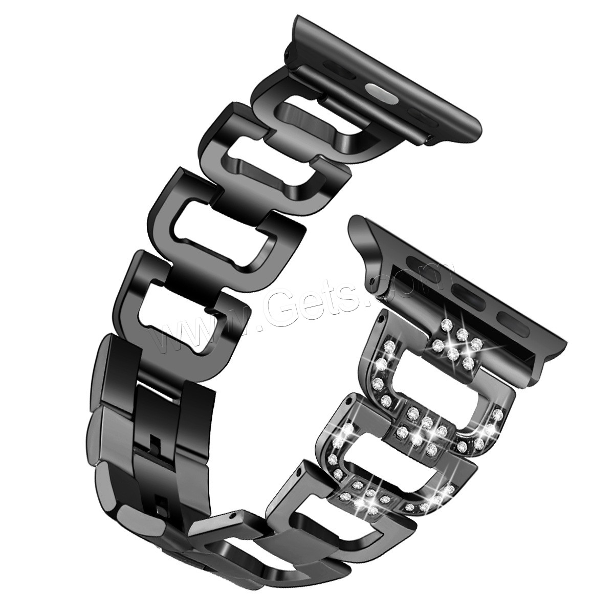 alliage de zinc bracelet de montre, Placage, pour Apple Watch & normes différentes pour le choix & avec strass, plus de couleurs à choisir, Longueur:Environ 7 pouce, Vendu par PC