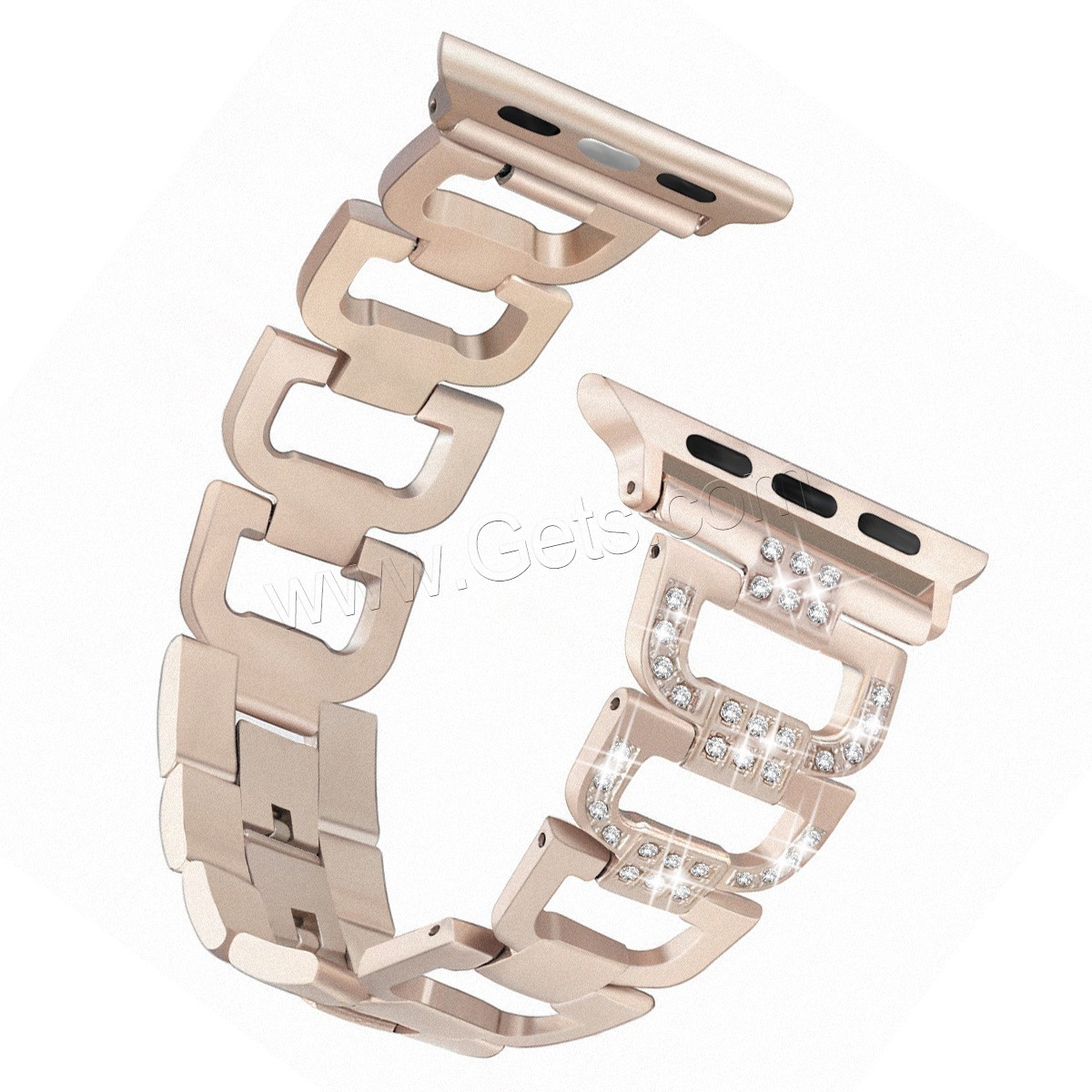 alliage de zinc bracelet de montre, Placage, pour Apple Watch & normes différentes pour le choix & avec strass, plus de couleurs à choisir, Longueur:Environ 7 pouce, Vendu par PC