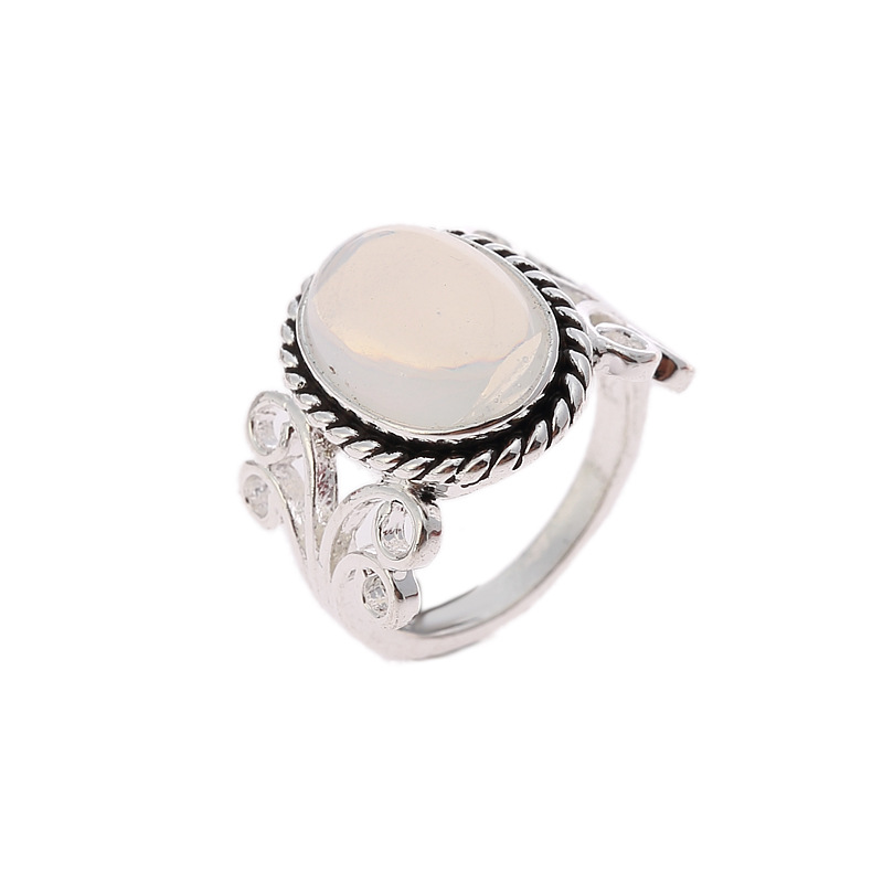 Brass Finger Ring, with Sea Opal, real silver plated, different size for choice & for woman, Sold By PC