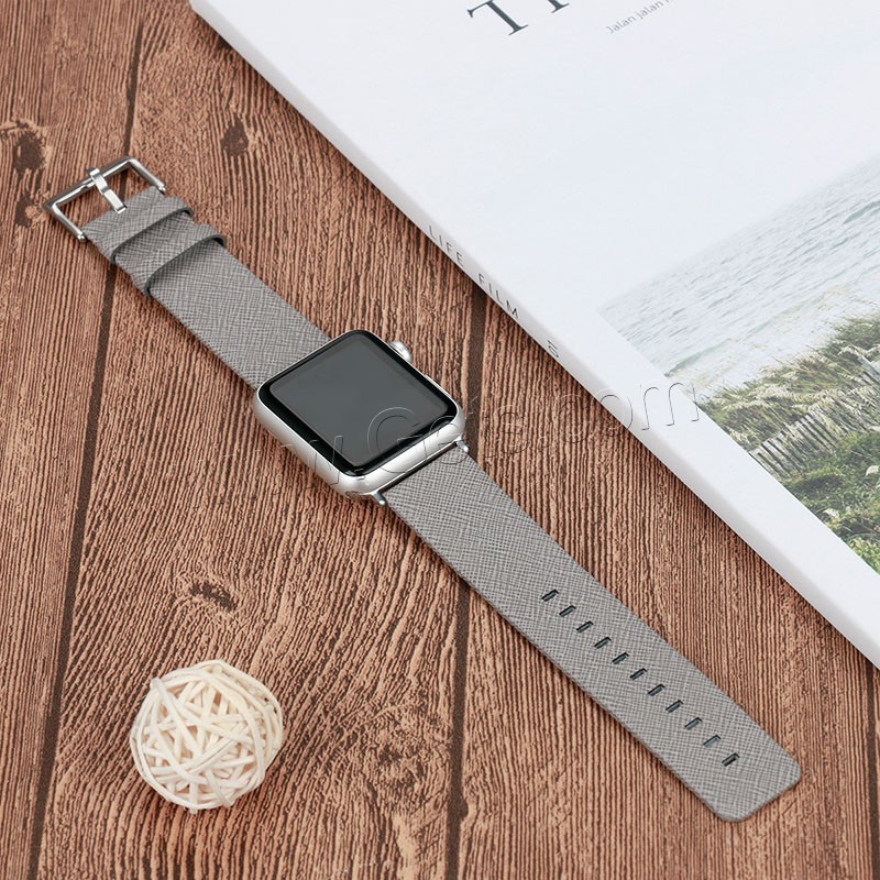 Cuir bracelet de montre, acier inoxydable fermoir bande de montre, pour Apple Watch & normes différentes pour le choix, plus de couleurs à choisir, Longueur:Environ 7 pouce, Vendu par PC