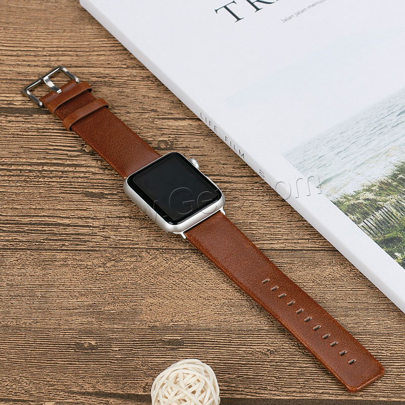 Cuir bracelet de montre, acier inoxydable fermoir bande de montre, pour Apple Watch & normes différentes pour le choix, plus de couleurs à choisir, Longueur:Environ 7 pouce, Vendu par PC