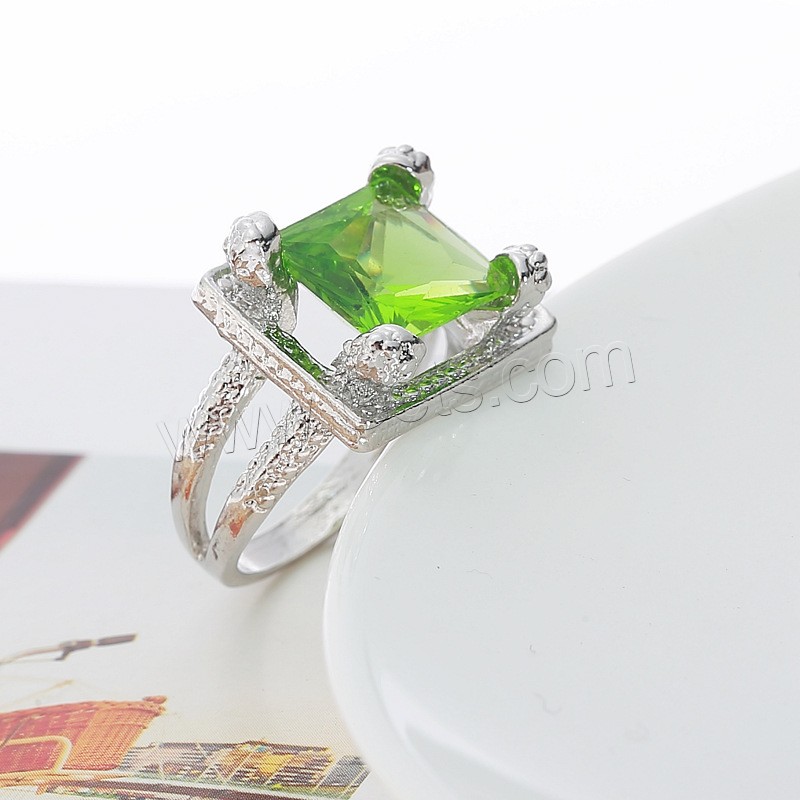 Zinc Alloy Finger Ring, silver color plated, different size for choice & for woman & with cubic zirconia, Sold By PC