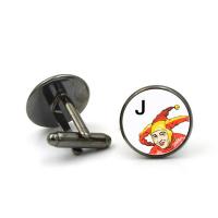 Zinc Alloy Cufflinks, with Glass, Flat Round, plated, time gem jewelry & Unisex & decal lead & cadmium free 