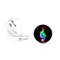 Zinc Alloy Cufflinks, with Glass, Flat Round, plated, time gem jewelry & Unisex & decal lead & cadmium free 