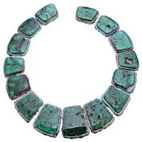 Malachite Beads, with Brass, Square, 21-29x19-34x8-9mm Approx 2mm Approx 16 Inch, Approx 