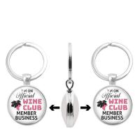 Fashion Time Gem Keychain Key Ring, Zinc Alloy, with Glass, Flat Round, silver color plated, time gem jewelry & Unisex & decal, lead & cadmium free, 30mm 