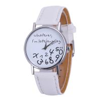 Reloj de Pulsera Unisex, Cuero de PU, con dial de aleación de cinc & Vidrio, chapado en color de plata, unisexo & con el patrón de la letra, más colores para la opción, 40x40mm, 20mm, longitud:aproximado 9.25 Inch, Vendido por UD