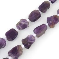 Amethyst Perle, mit Glasperlen, 17-19x14-15x5-6mm, Bohrung:ca. 1.5mm, Länge:ca. 16 ZollInch, ca. 20PCs/Strang, verkauft von Strang