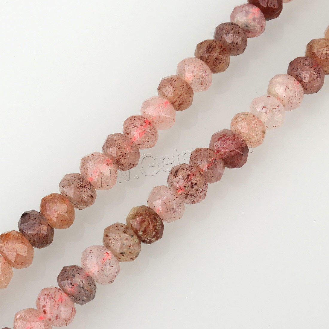 Strawberry Quartz Perle, Trommel, verschiedene Größen vorhanden & facettierte, Bohrung:ca. 1mm, Länge:ca. 15.5 ZollInch, verkauft von Strang