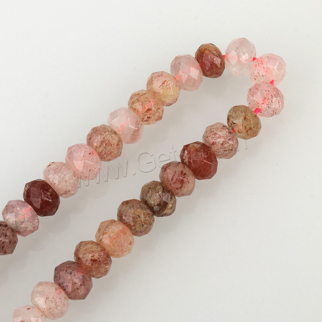 Strawberry Quartz Perle, Trommel, verschiedene Größen vorhanden & facettierte, Bohrung:ca. 1mm, Länge:ca. 15.5 ZollInch, verkauft von Strang