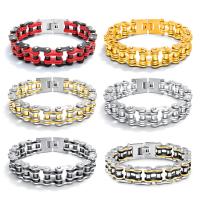 Acier titane bracelet, chaîne de bicyclettes, Placage, Résistant à la corrosion & pour homme, plus de couleurs à choisir, 15mm Environ 8.5 pouce, Vendu par brin