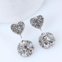 Brass Split Earring, platinum plated, for woman & with cubic zirconia, nickel, lead & cadmium free 