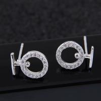 Messing Ohrstecker, platiniert, Micro pave Zirkonia & für Frau, frei von Nickel, Blei & Kadmium, 10x8mm, verkauft von Paar