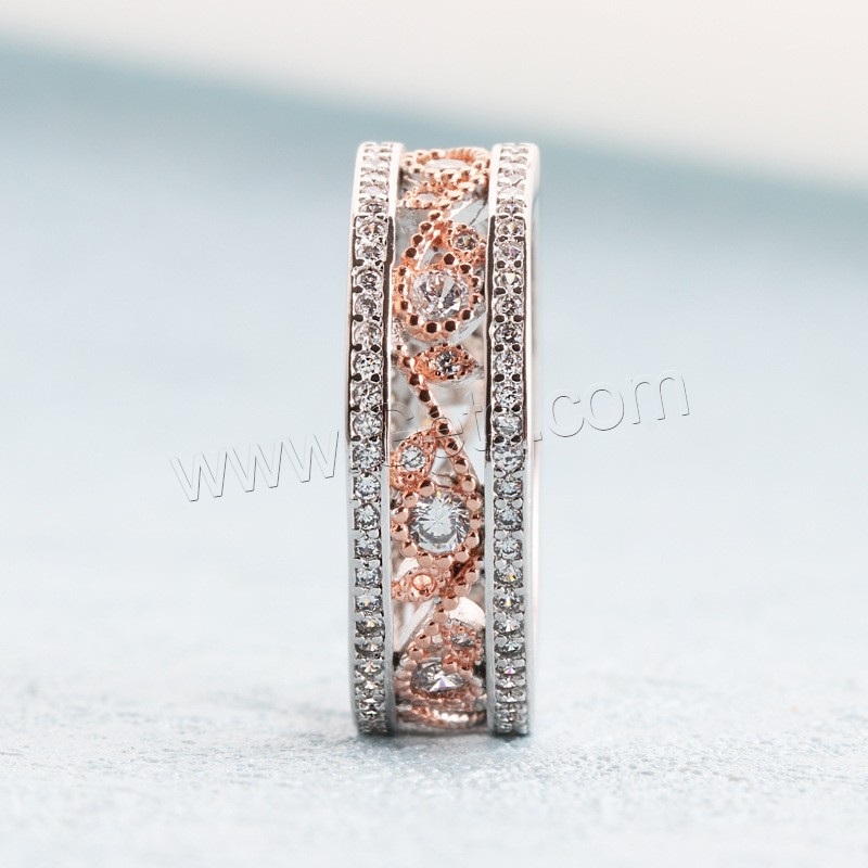 Rhinestone Brass Finger Ring, plated, Baroque style & different size for choice & for woman & with rhinestone & two tone, 7mm, Sold By PC