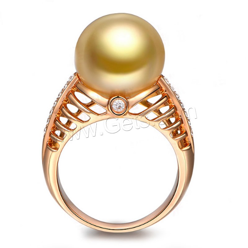 Brass Finger Ring, with Glass Pearl, real rose gold plated, different size for choice & for woman & with rhinestone, Sold By PC