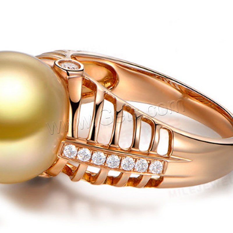 Brass Finger Ring, with Glass Pearl, real rose gold plated, different size for choice & for woman & with rhinestone, Sold By PC