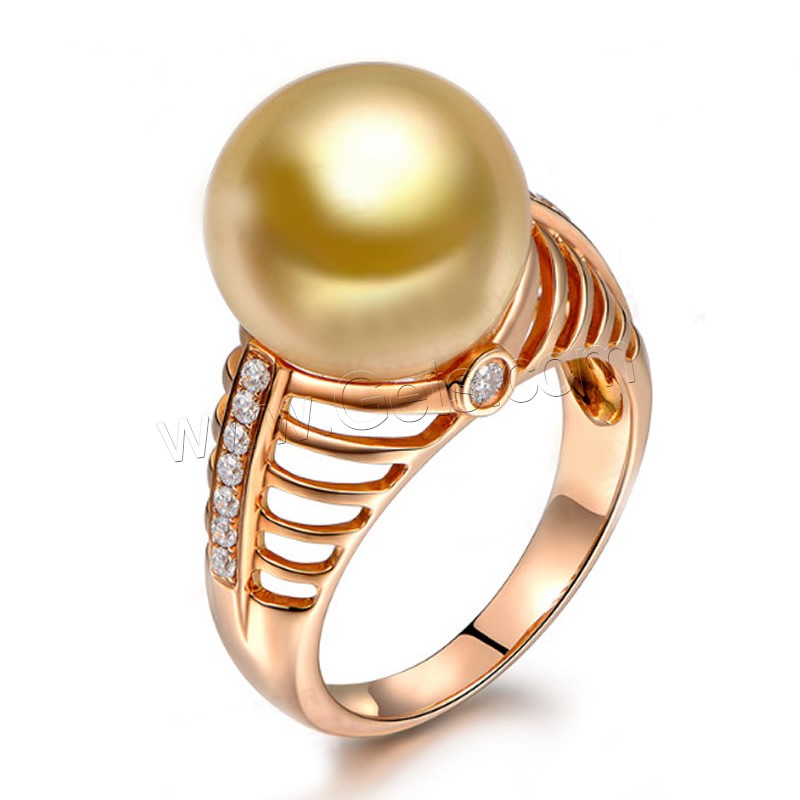 Brass Finger Ring, with Glass Pearl, real rose gold plated, different size for choice & for woman & with rhinestone, Sold By PC