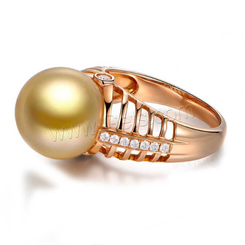 Brass Finger Ring, with Glass Pearl, real rose gold plated, different size for choice & for woman & with rhinestone, Sold By PC