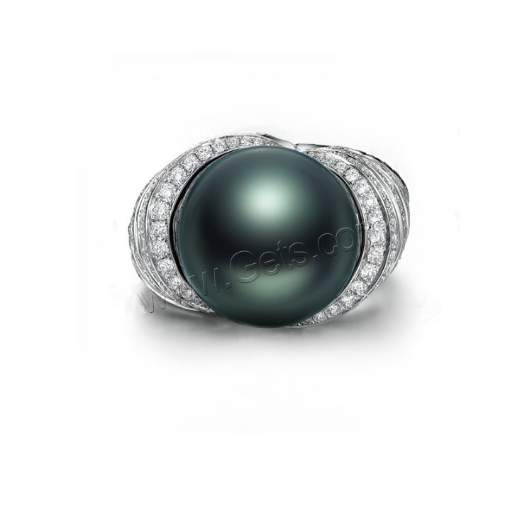 Brass Finger Ring, with Glass Pearl, platinum plated, different size for choice & for woman & with rhinestone, Sold By PC