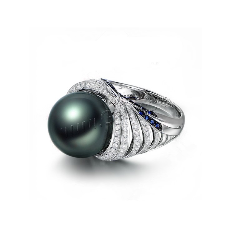 Brass Finger Ring, with Glass Pearl, platinum plated, different size for choice & for woman & with rhinestone, Sold By PC